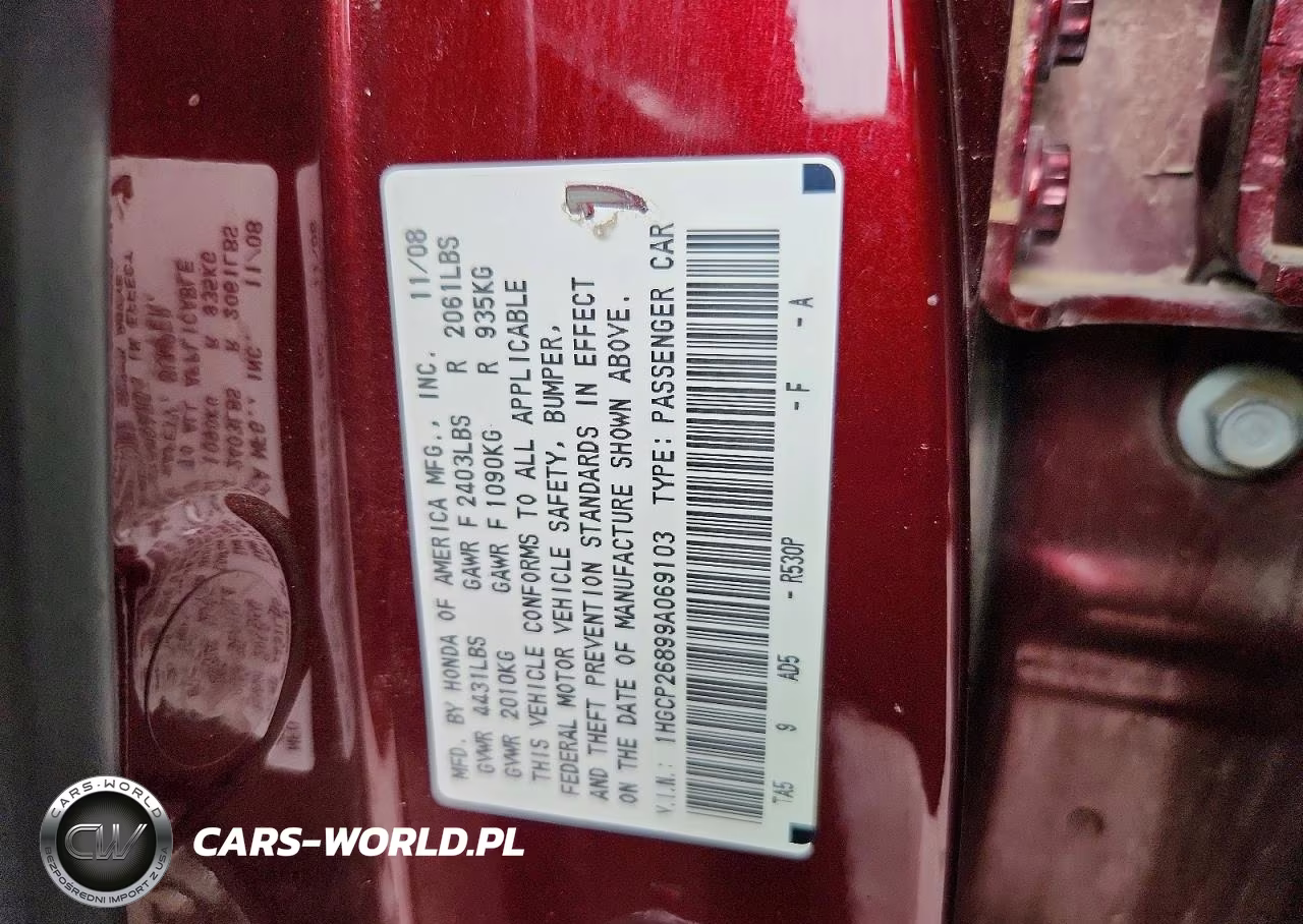 2009 Honda Accord Exl VIN:1HGCP26899A069103 - 12
