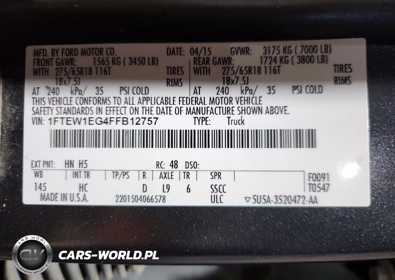 2015 Ford F150 Supercrew VIN:1FTEW1EG4FFB12757 - 12