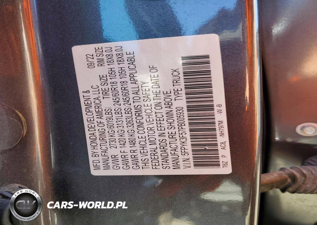2023 Honda Ridgeline Rtl VIN:5FPYK3F57PB005930 - 13