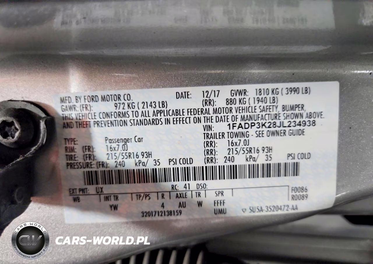 2018 Ford Focus Se VIN:1FADP3K28JL234938 - 12