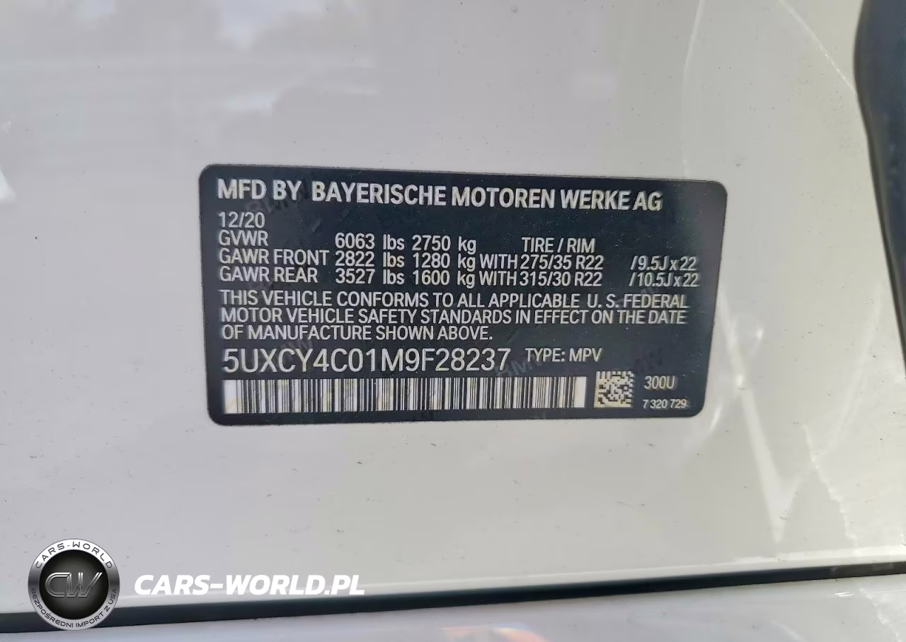 2021 BMW X6 Sdrive 40I VIN:5UXCY4C01M9F28237 - 13