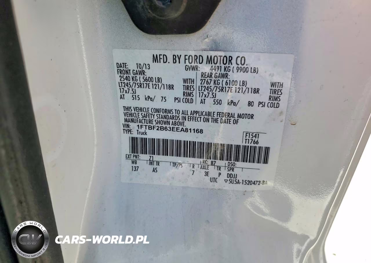 2014 Ford F250 Super Duty VIN:1FTBF2B63EEA81168 - 12