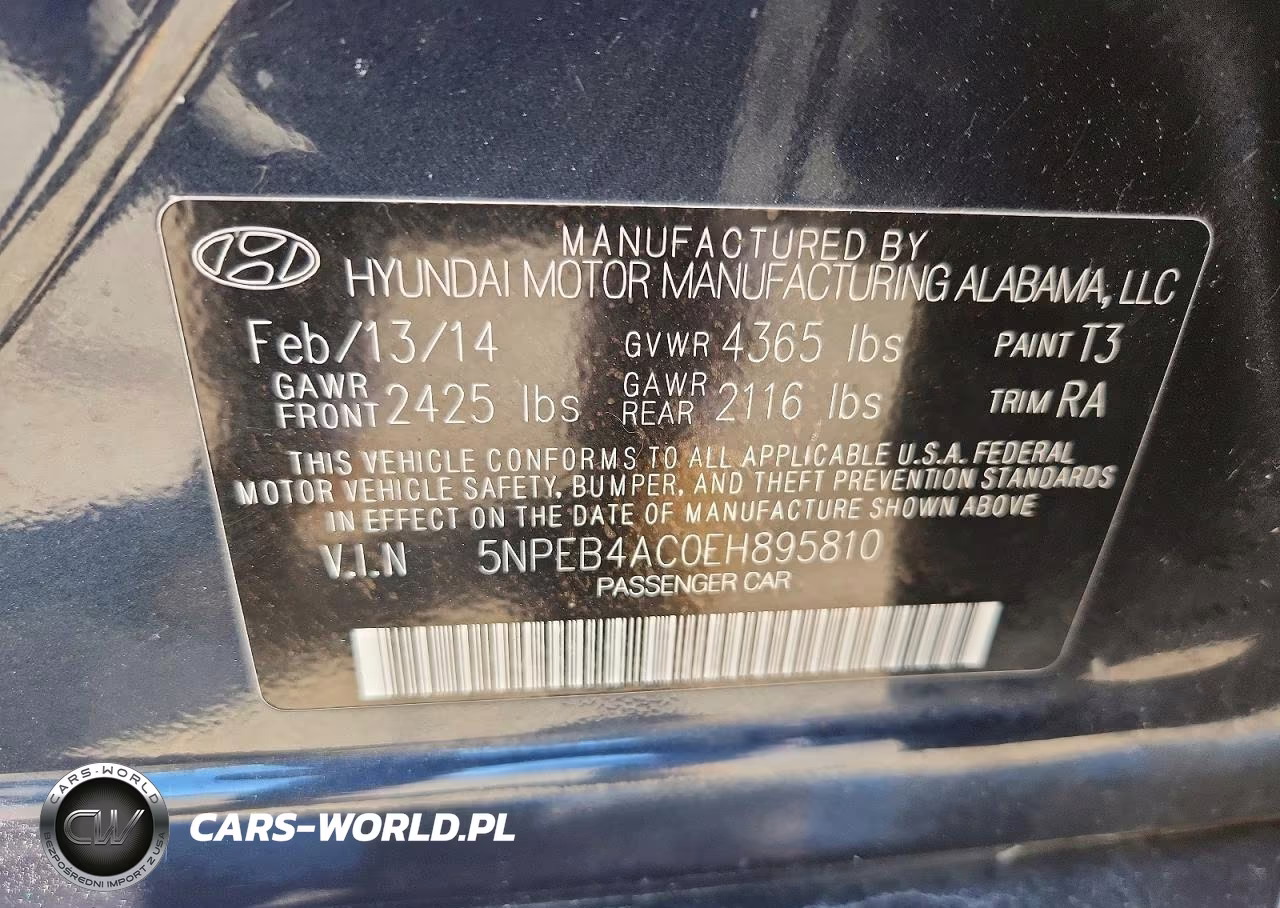 2014 Hyundai Sonata Gls VIN:5NPEB4AC0EH895810 - 12