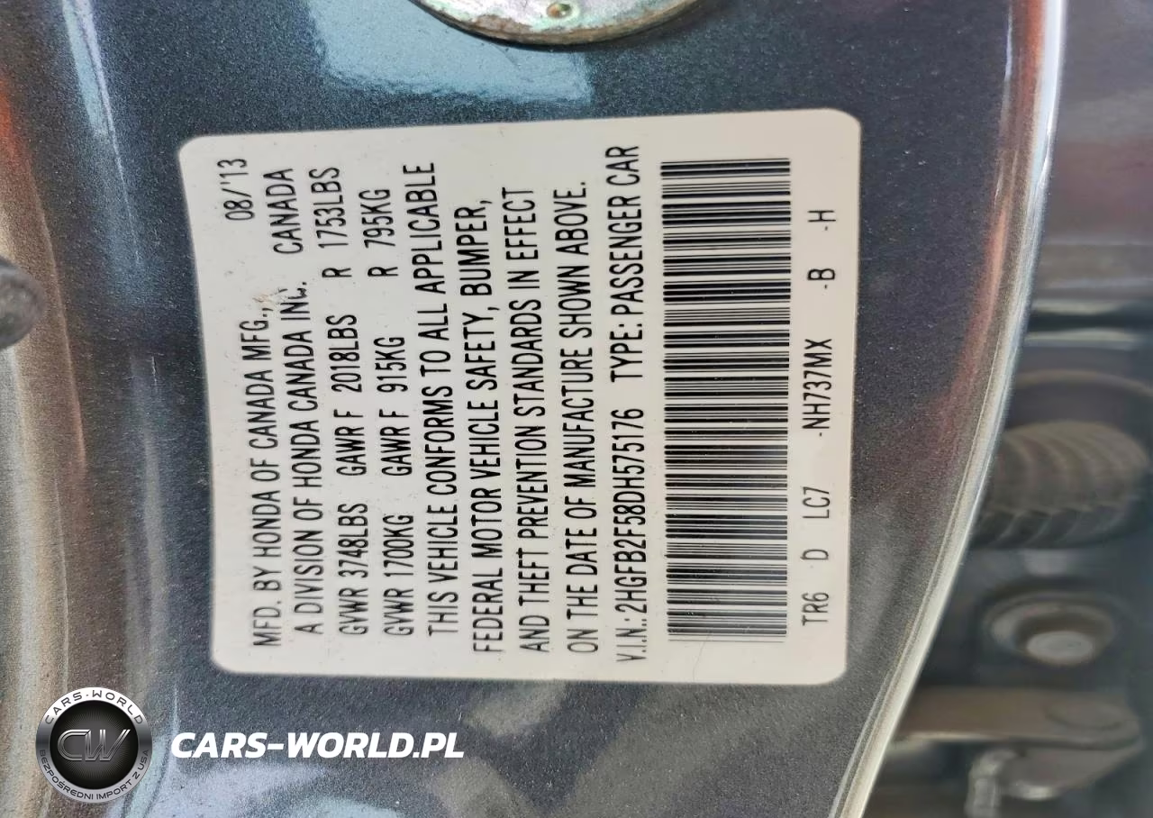 2013 Honda Civic Lx VIN:2HGFB2F58DH575176 - 12