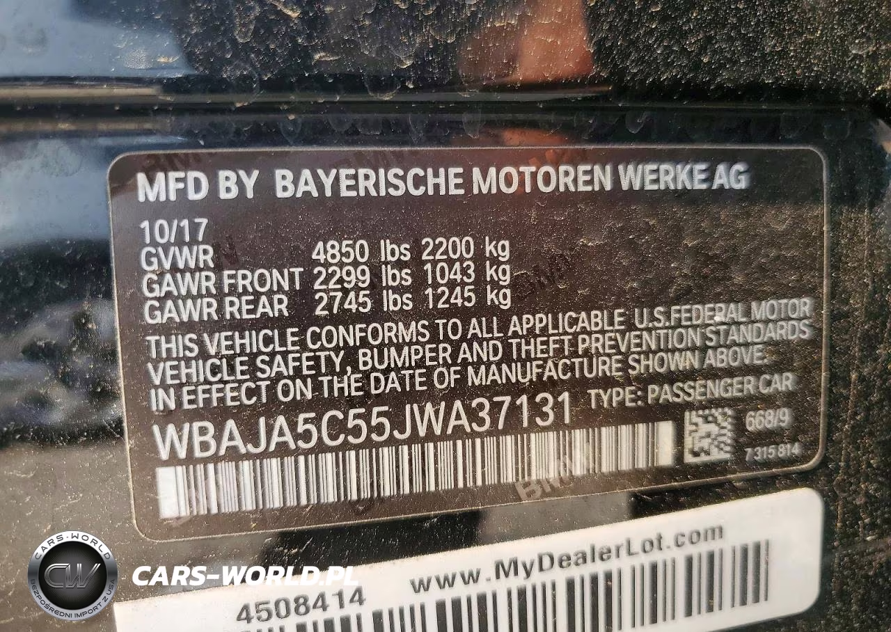 2018 BMW 530 I VIN:WBAJA5C55JWA37131 - 13