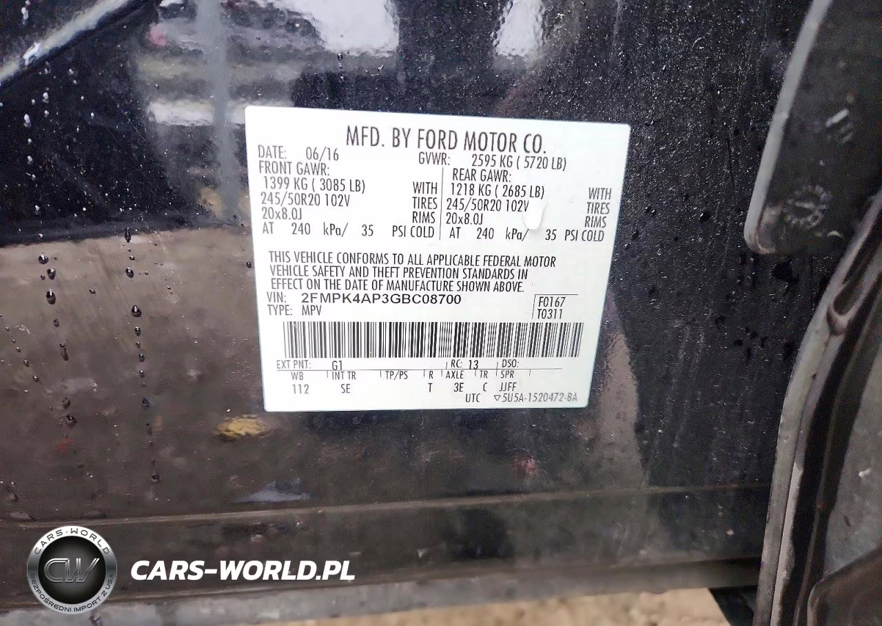 2016 Ford Edge Sport VIN:2FMPK4AP3GBC08700 - 13