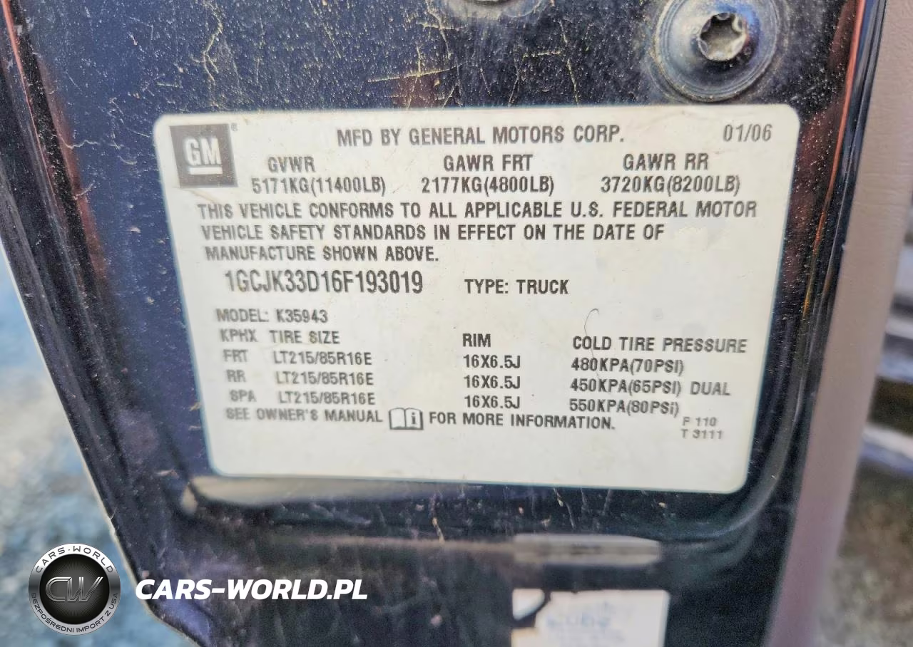 2006 Chevrolet Silverado K3500 VIN:1GCJK33D16F193019 - 14