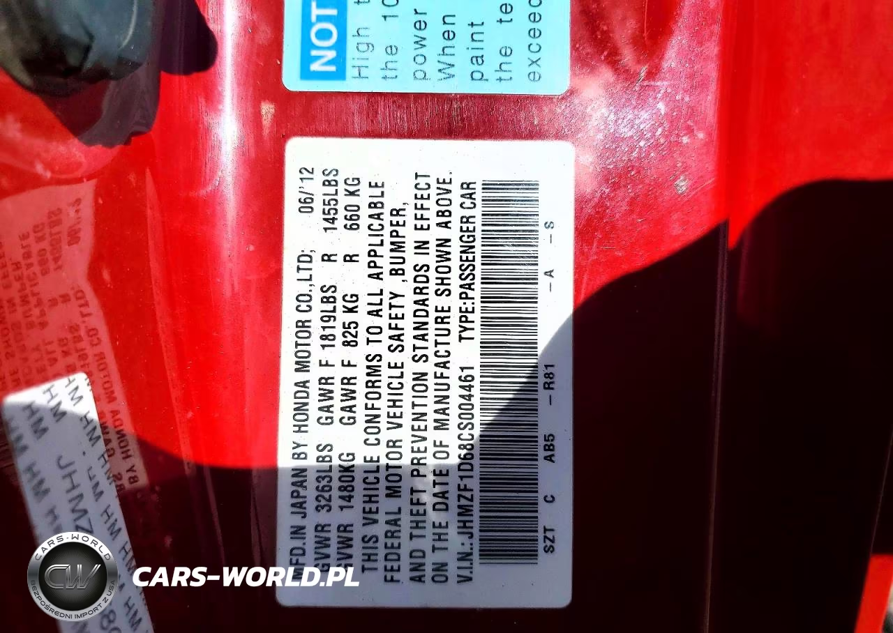 2012 Honda Cr-Z Ex VIN:JHMZF1D68CS004461 - 12