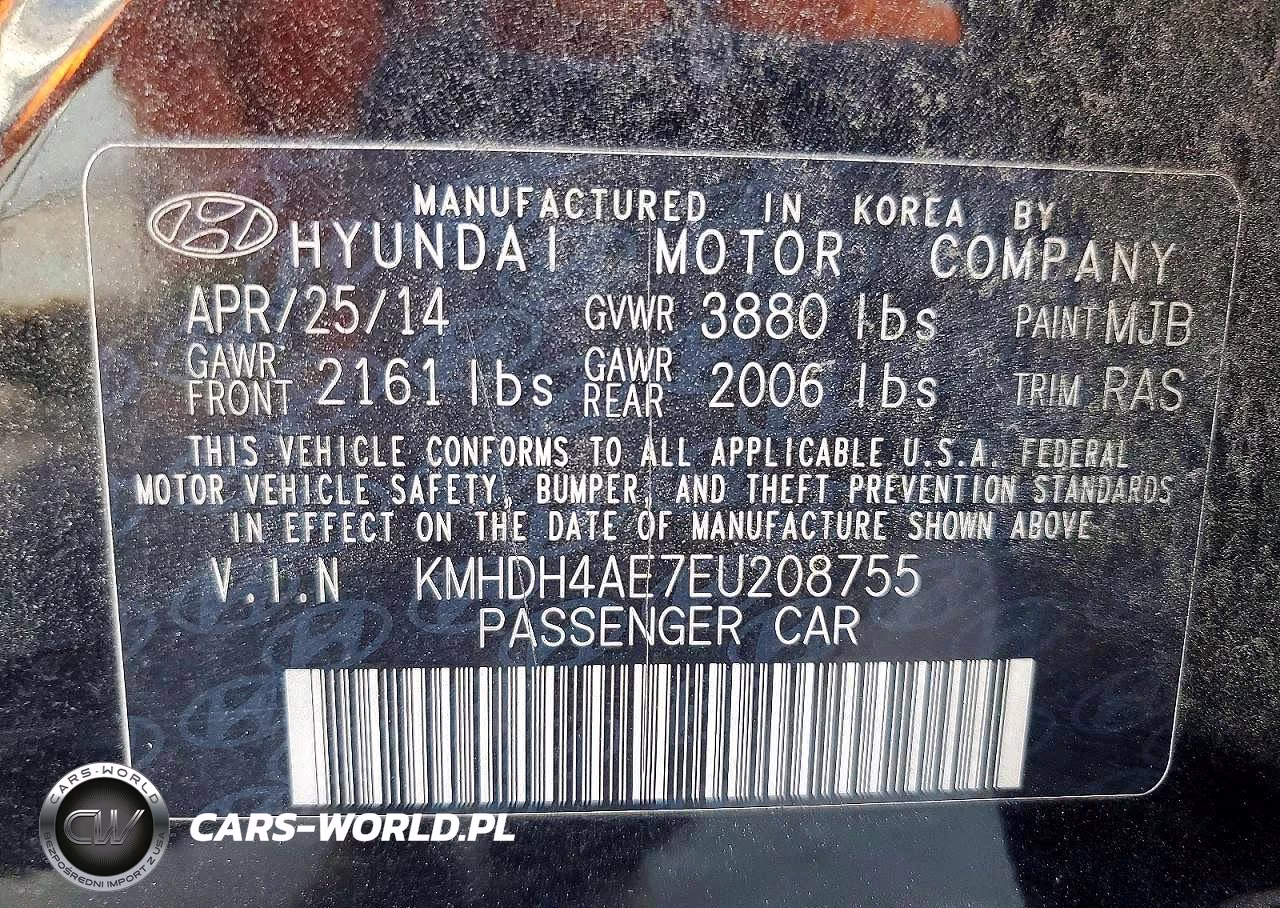 2014 Hyundai Elantra Se VIN:KMHDH4AE7EU208755 - 12