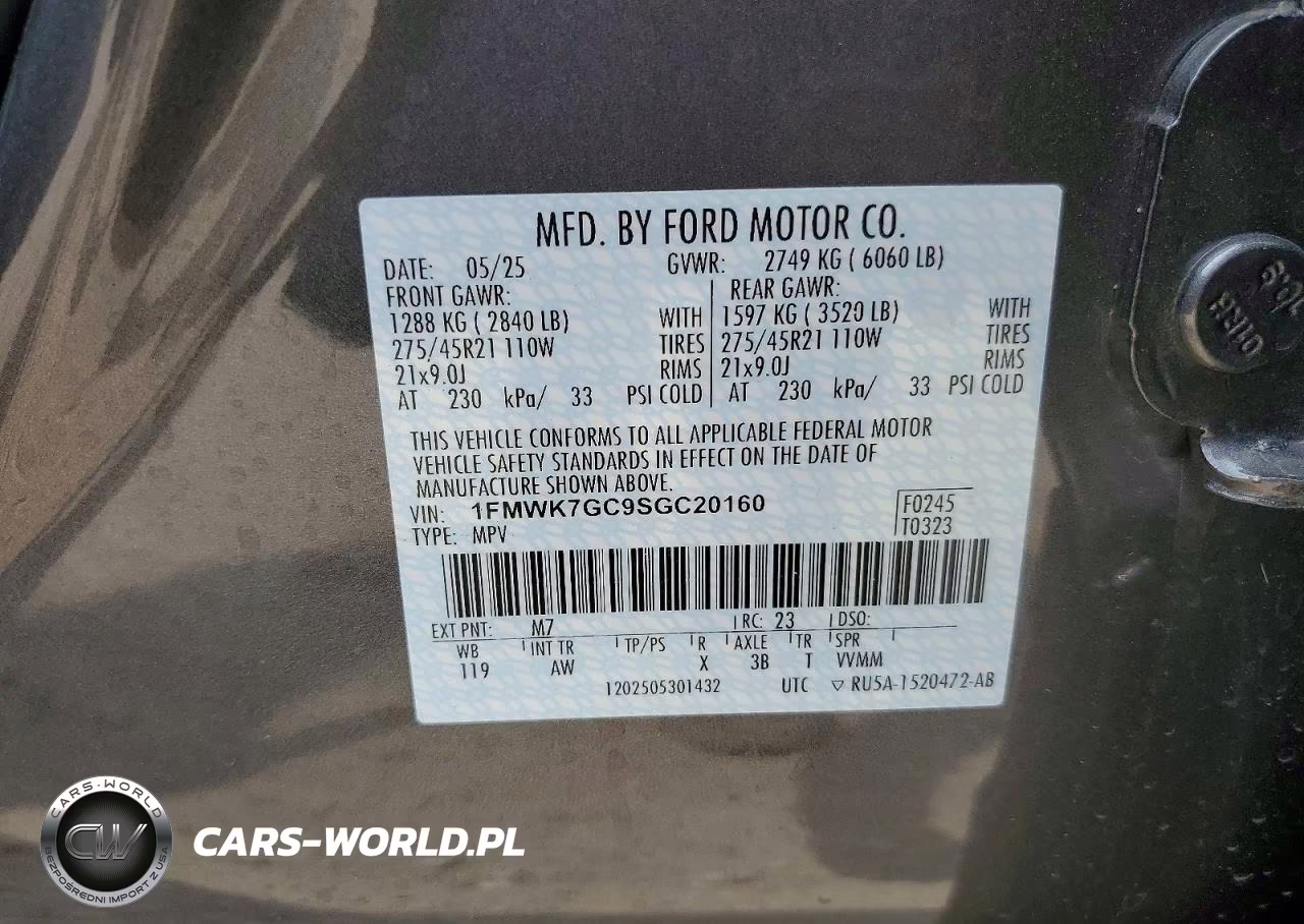 2025 Ford Explorer St VIN:1FMWK7GC9SGC20160 - 13