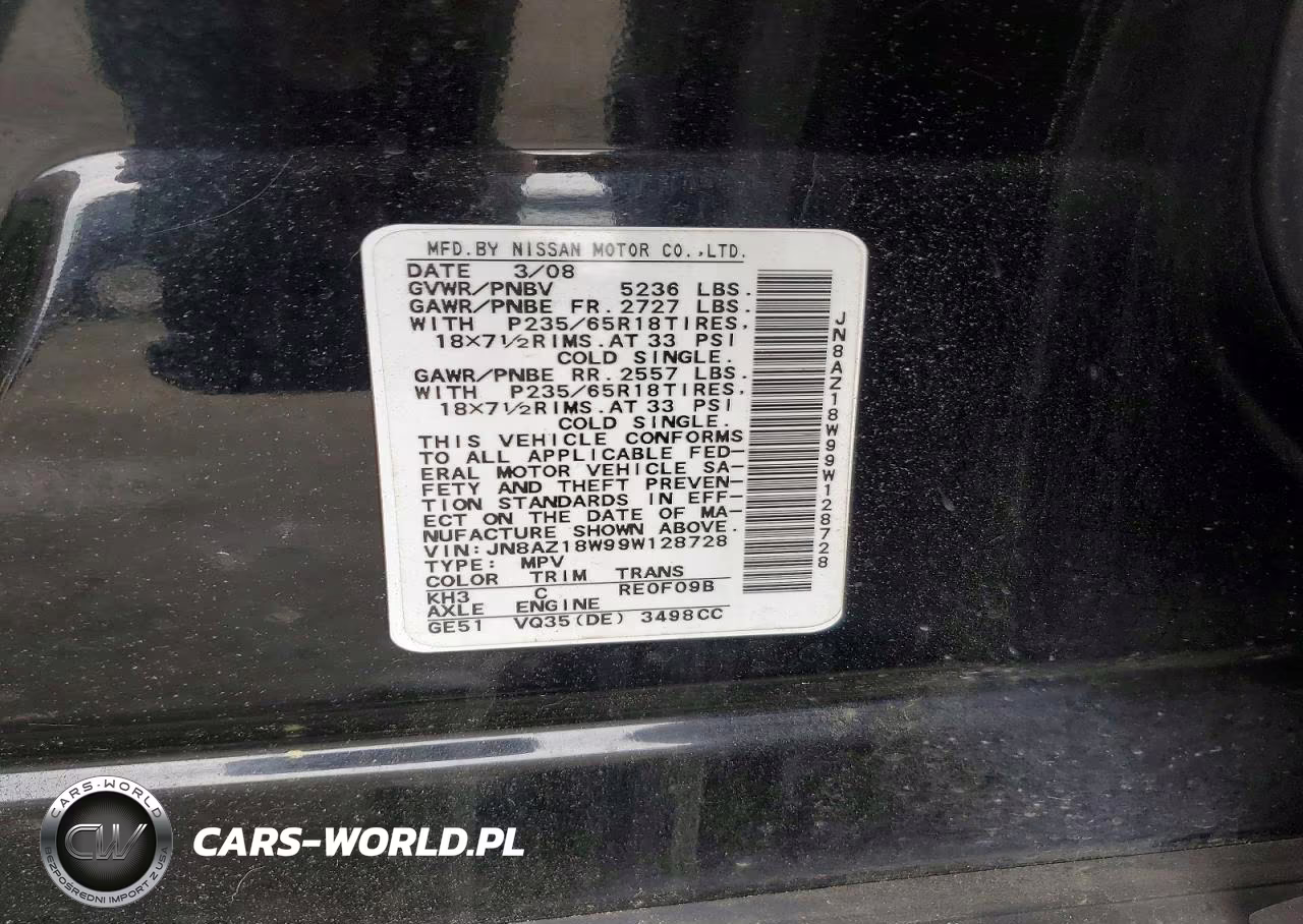2009 Nissan Murano S VIN:JN8AZ18W99W128728 - 13