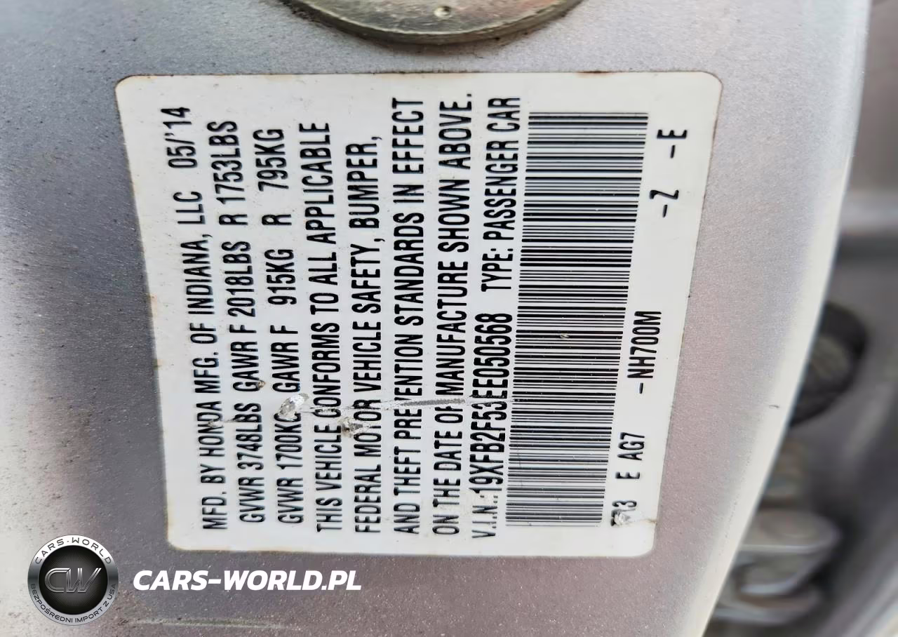 2014 Honda Civic Lx VIN:19XFB2F53EE050568 - 13
