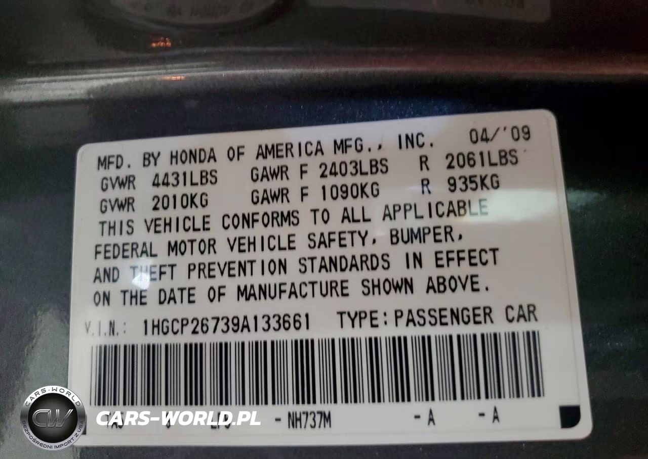 2009 Honda Accord Ex VIN:1HGCP26739A133661 - 12