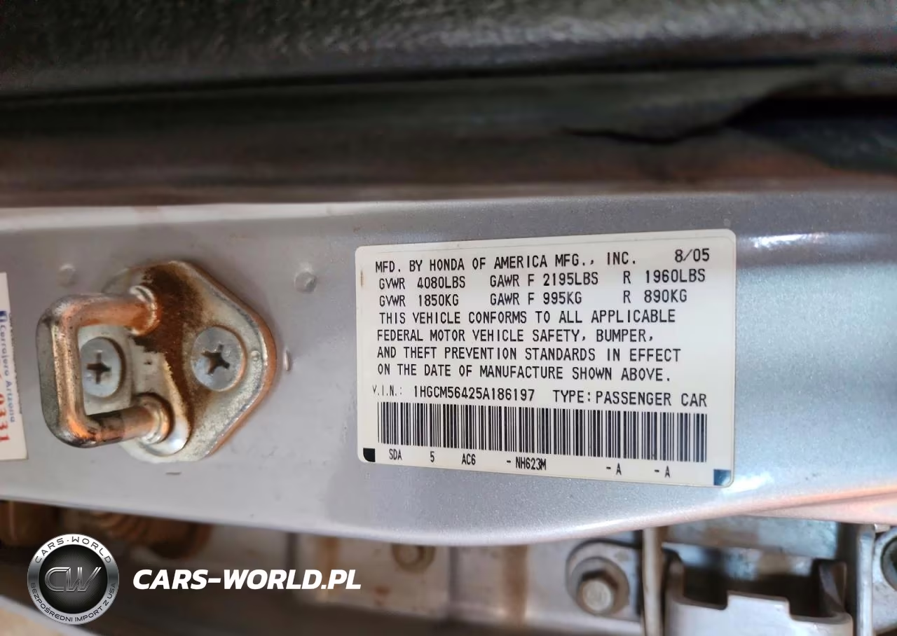 2005 Honda Accord VIN:1HGCM56425A186197 - 12