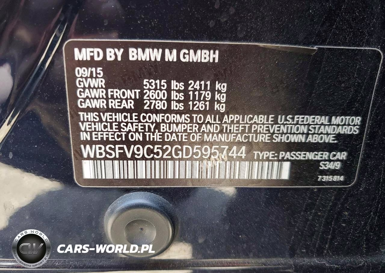 2016 BMW M5 VIN:WBSFV9C52GD595744 - 12