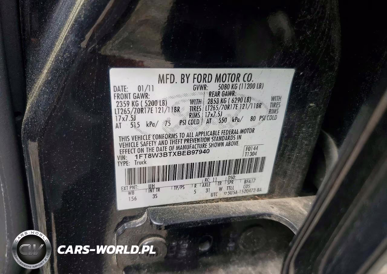 2011 Ford F350 Super Duty VIN:1FT8W3BTXBEB97940 - 13