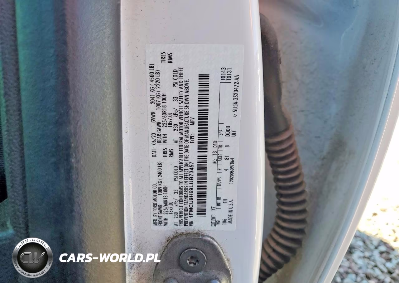 2020 Ford Escape Sel VIN:1FMCU9H69LUB73457 - 13