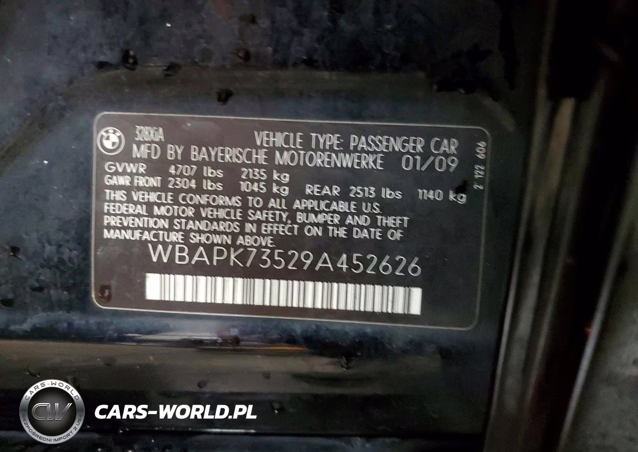 2009 BMW 328 Xi VIN:WBAPK73529A452626 - 12