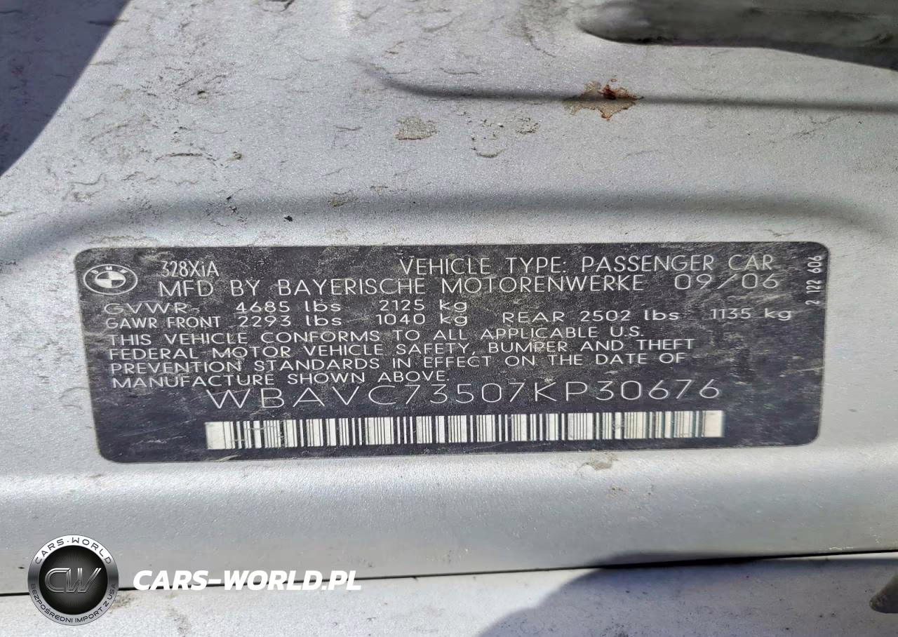 2007 BMW 328 Xi Sulev VIN:WBAVC73507KP30676 - 12