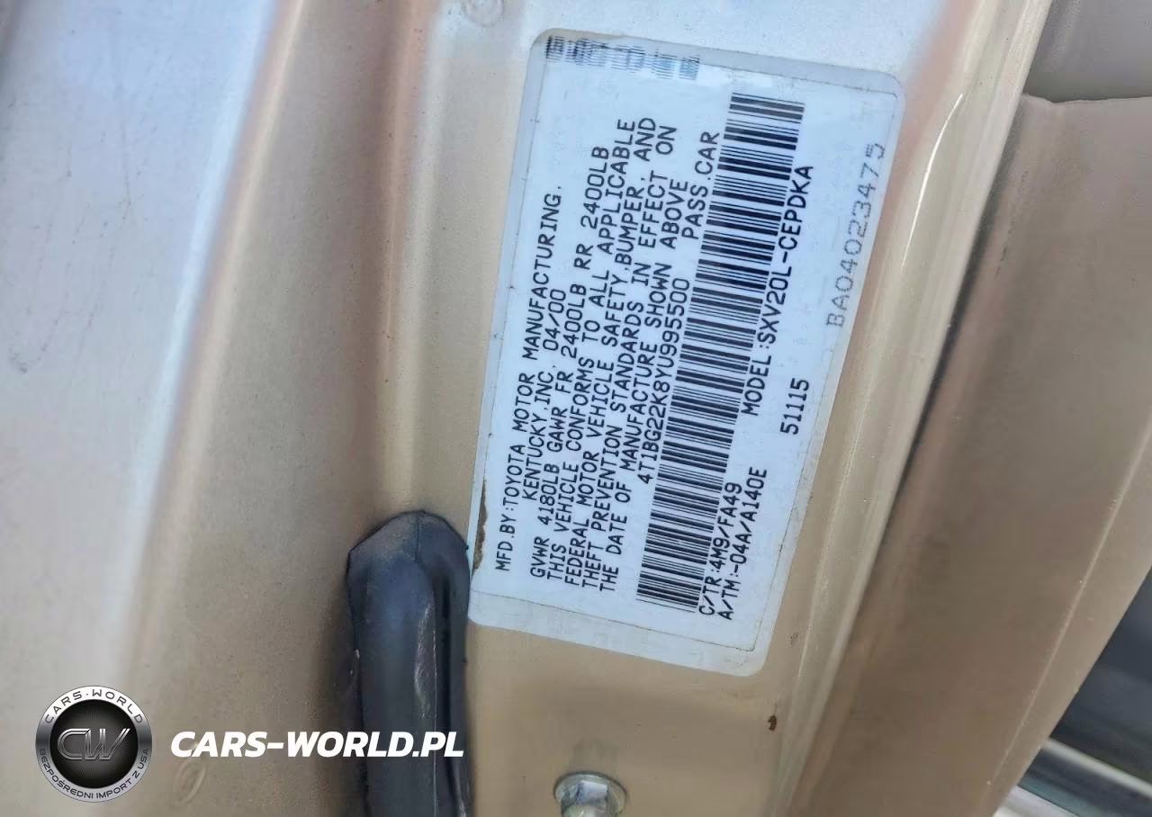 2000 Toyota Camry Ce VIN:4T1BG22K8YU995500 - 12