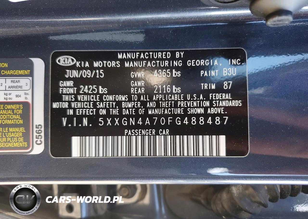 2015 Kia Optima Ex VIN:5XXGN4A70FG488487 - 12
