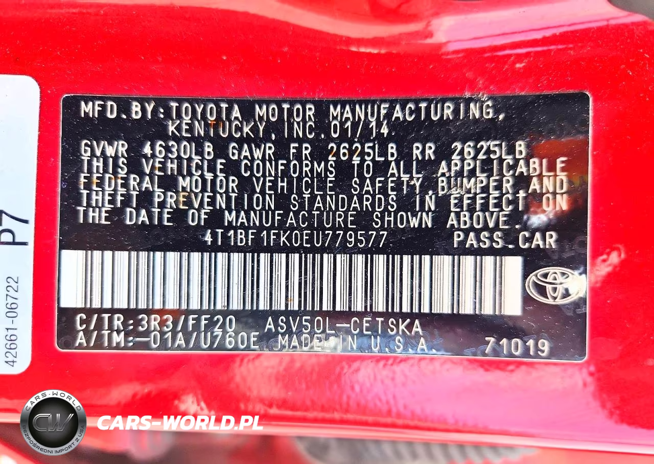 2014 Toyota Camry Se VIN:4T1BF1FK0EU779577 - 12