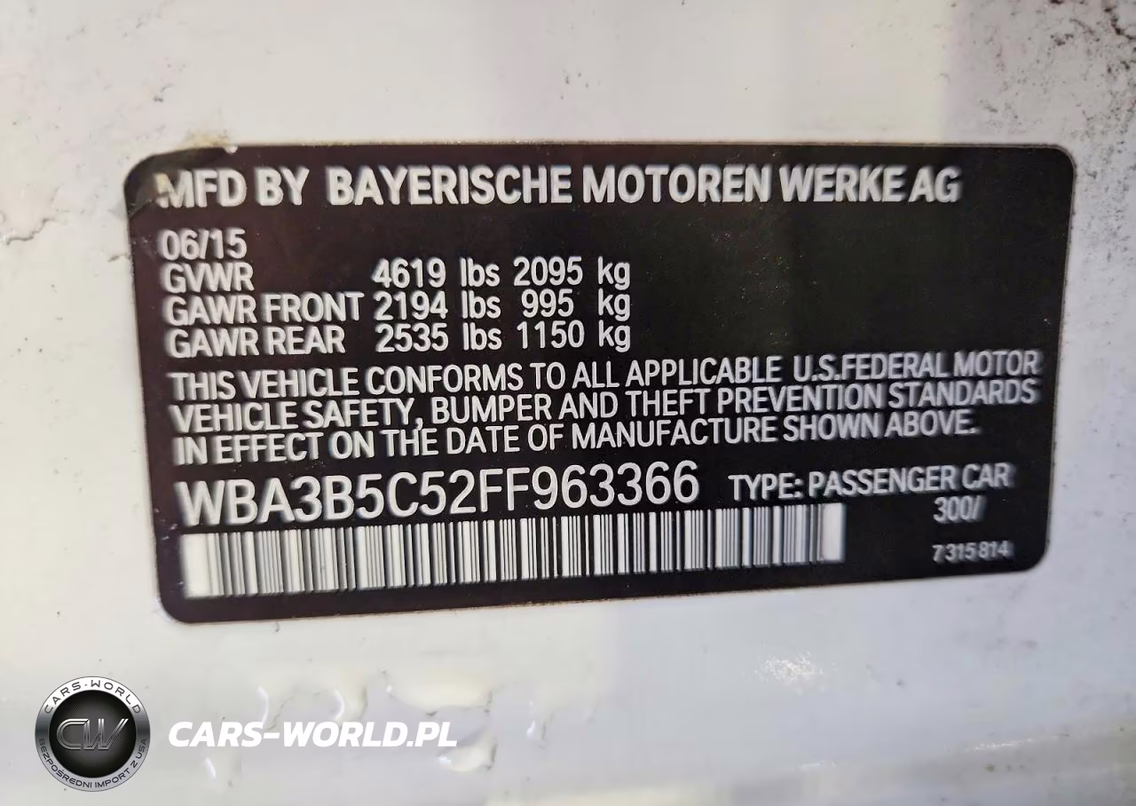 2015 BMW 328 Xi Sulev VIN:WBA3B5C52FF963366 - 13