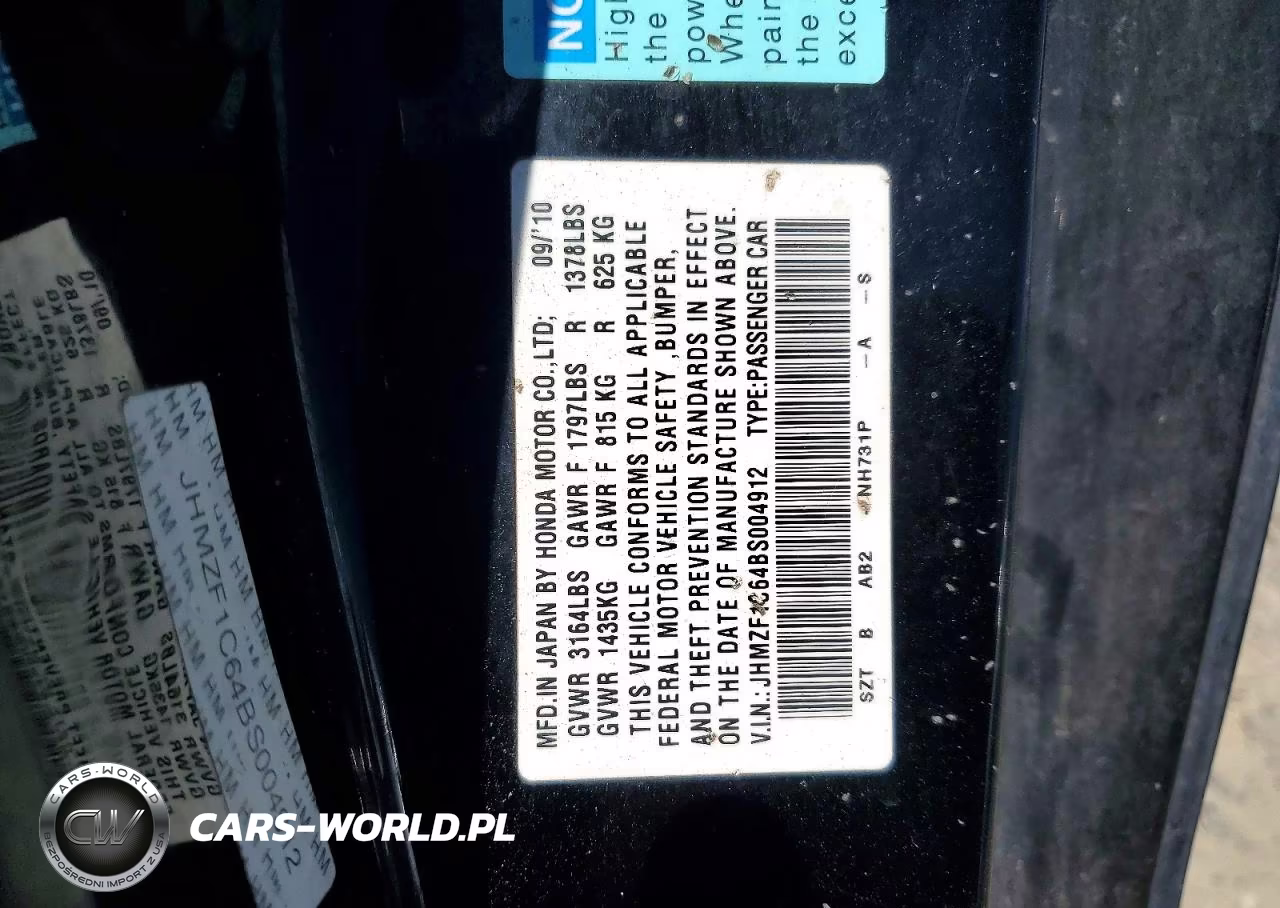 2011 Honda Cr-Z Ex VIN:JHMZF1C64BS004912 - 12