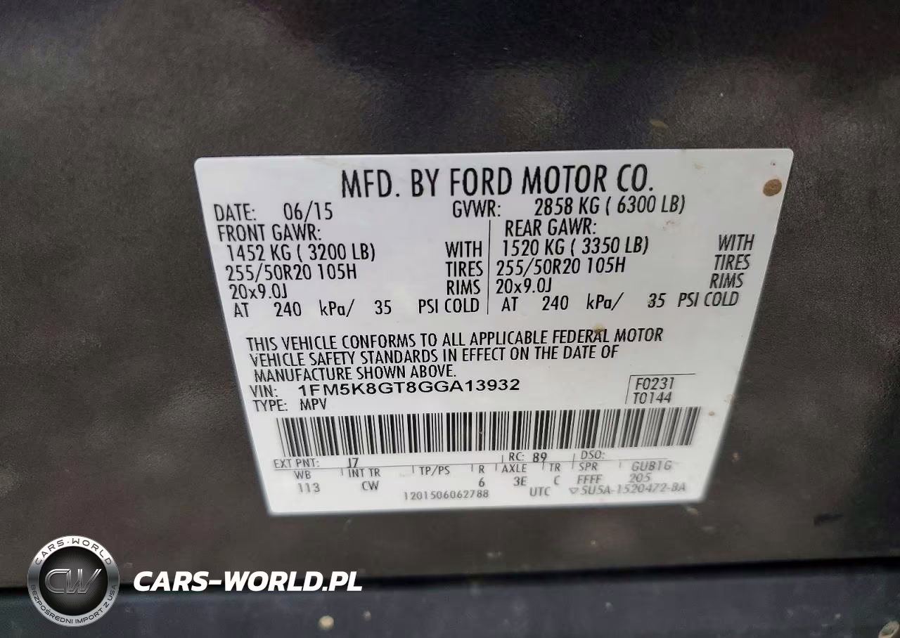 2016 Ford Explorer Sport VIN:1FM5K8GT8GGA13932 - 13