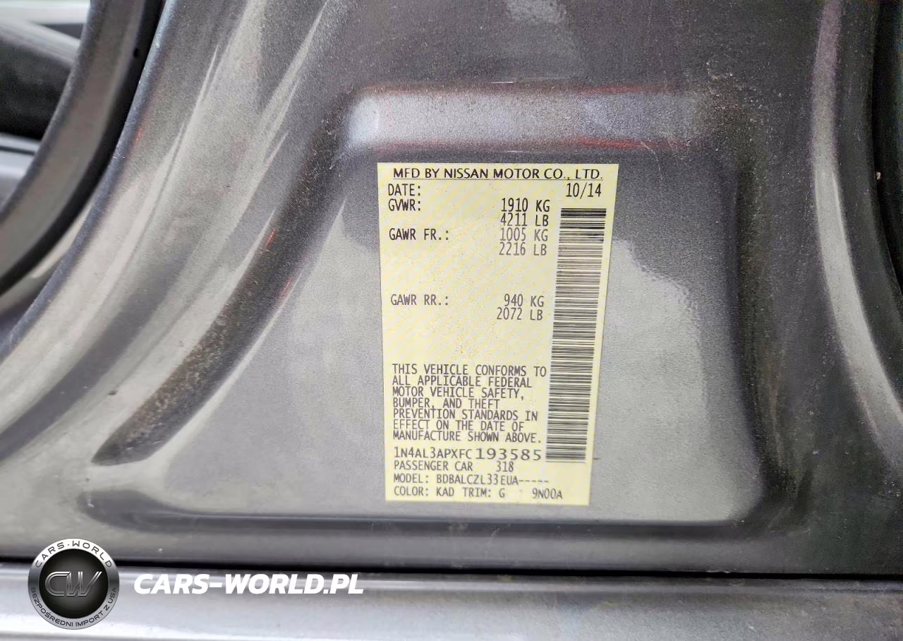 2015 Nissan Altima 2.5 S VIN:1N4AL3APXFC193585 - 12