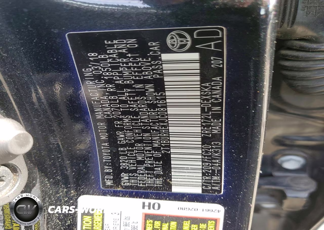2018 Toyota Corolla Se VIN:2T1BURHEXJC081615 - 12