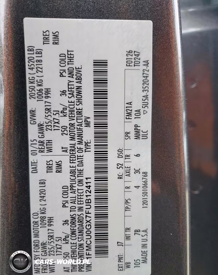 2015 Ford Escape Se VIN:1FMCU0GX7FUB12411 - 13