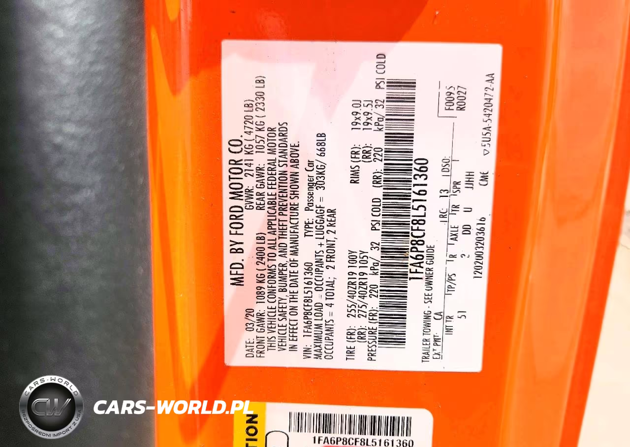 2020 Ford Mustang Gt VIN:1FA6P8CF8L5161360 - 12