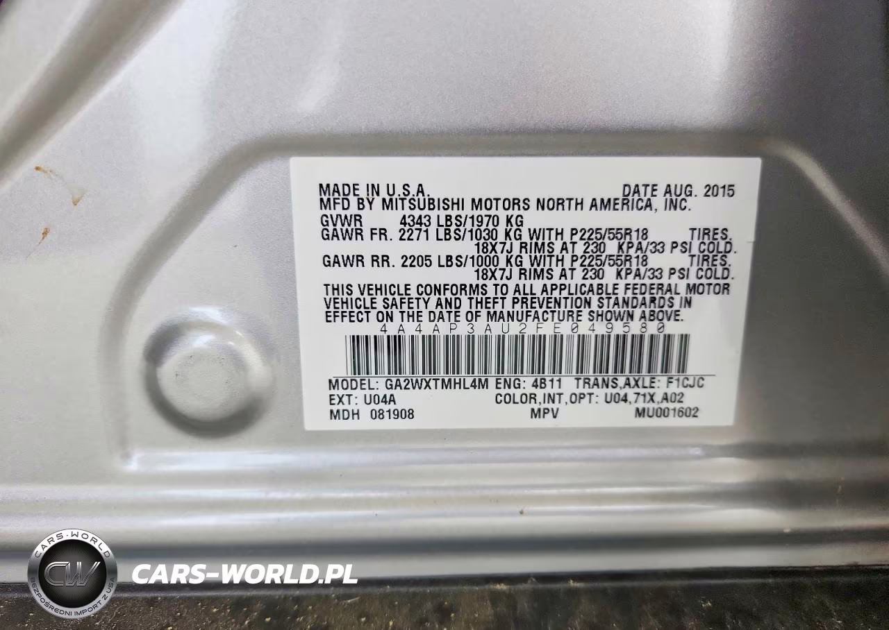 2015 Mitsubishi Outlander Sport Es VIN:4A4AP3AU2FE049580 - 13