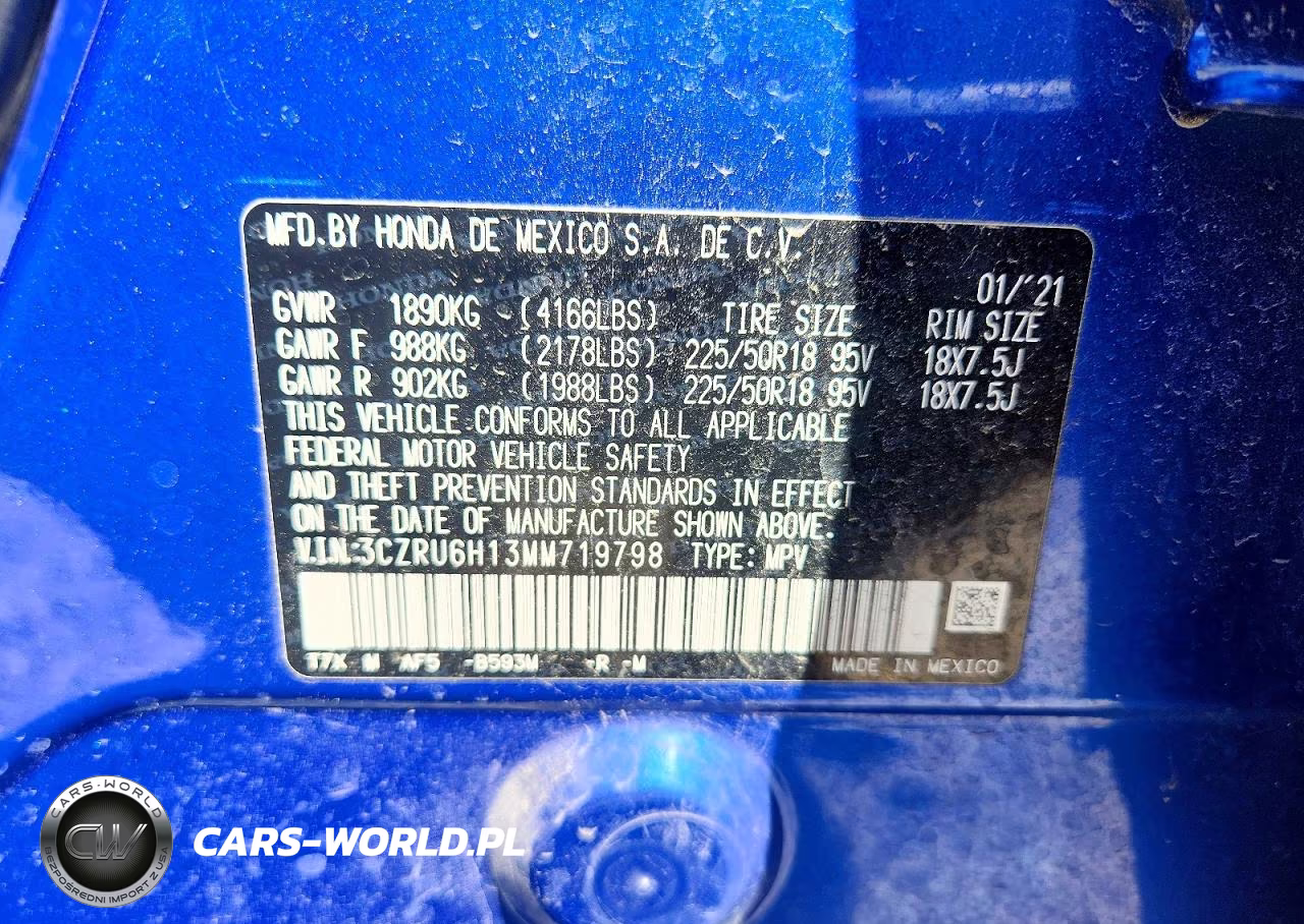 2021 Honda Hr-V Sport VIN:3CZRU6H13MM719798 - 12