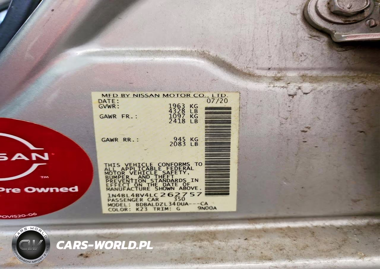 2020 Nissan Altima S VIN:1N4BL4BV4LC262757 - 13