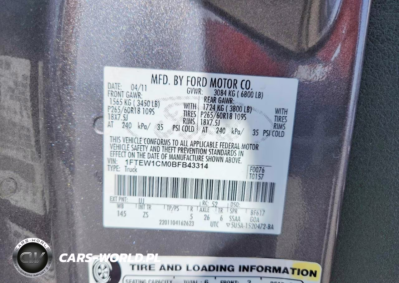 2011 Ford F150 Supercrew VIN:1FTEW1CM0BFB43314 - 13