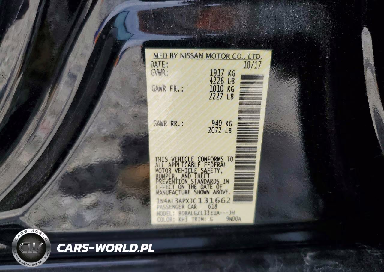2018 Niss Altima VIN:1N4AL3APXJC131662 - 12