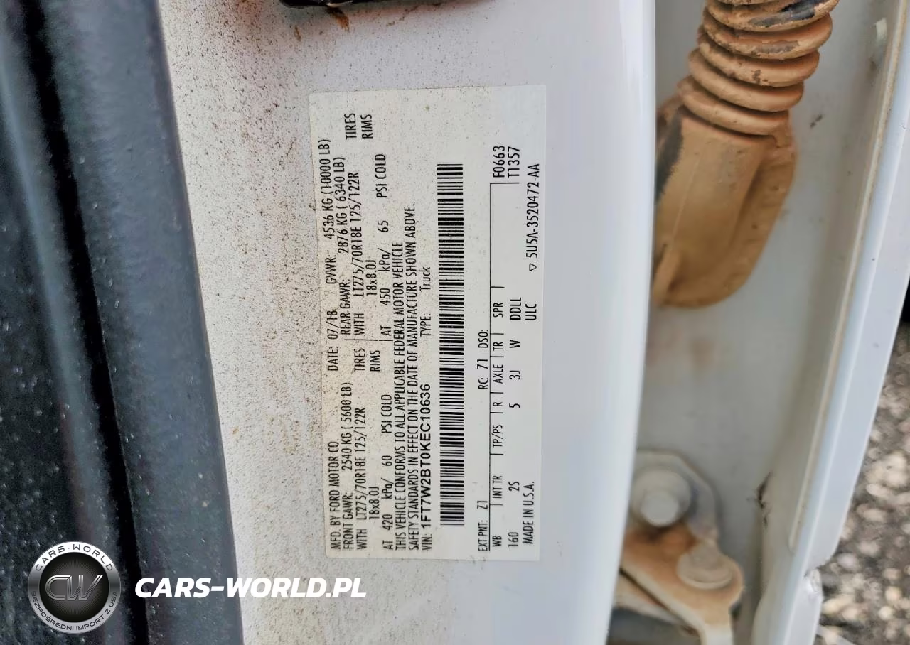 2019 Ford F250 Super Duty VIN:1FT7W2BT0KEC10636 - 12