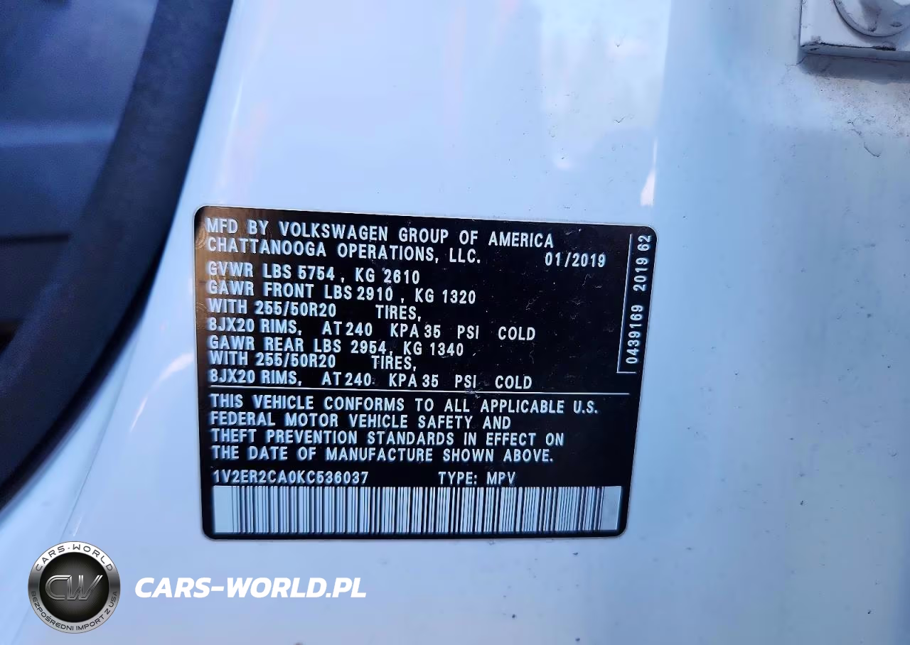 2019 Volkswagen Atlas Sel VIN:1V2ER2CA0KC536037 - 13