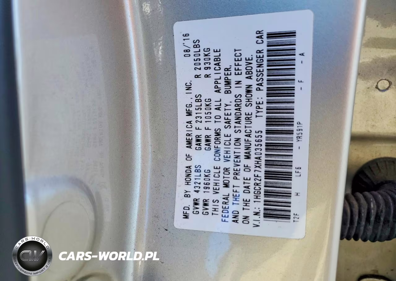 2017 Honda Accord Ex VIN:1HGCR2F7XHA035655 - 12