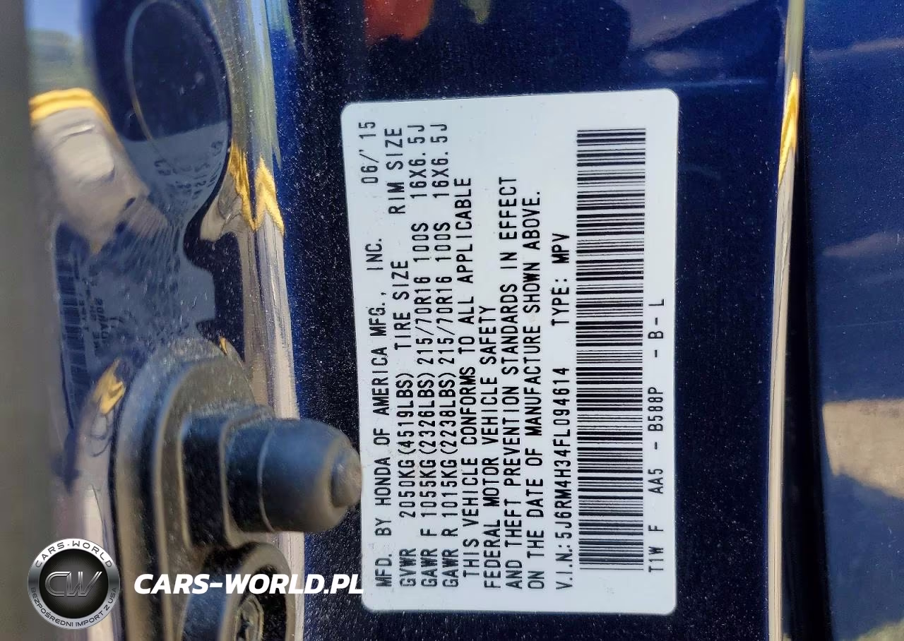 2015 Honda Cr-V Lx VIN:5J6RM4H34FL094614 - 13