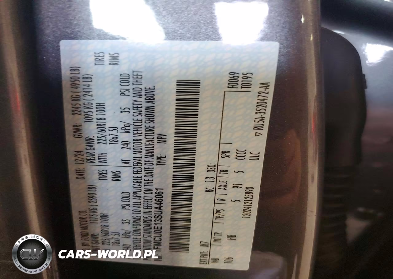 2025 Ford Escape VIN:1FMCU0E13SUA46061 - 13