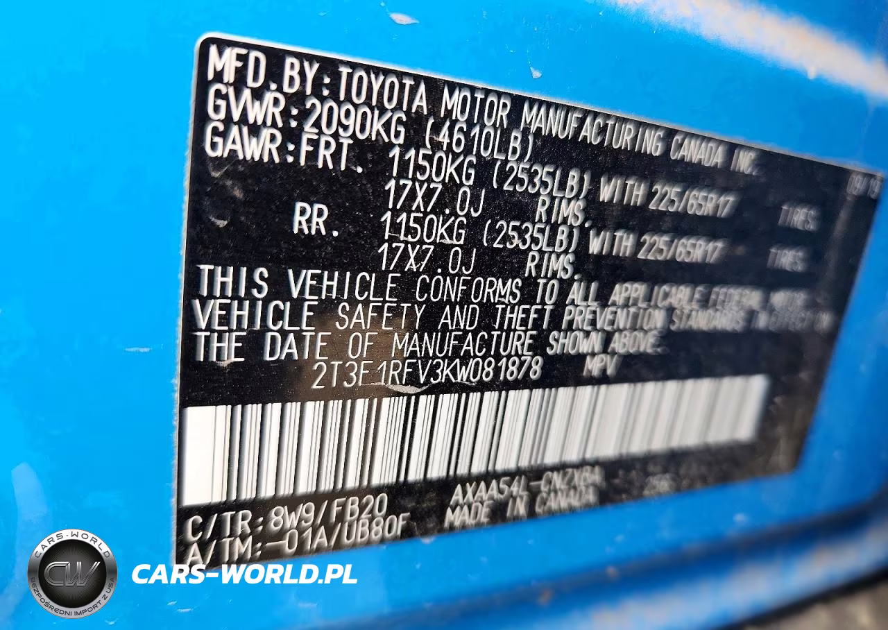 2019 Toyota Rav4 Le VIN:2T3F1RFV3KW081878 - 12