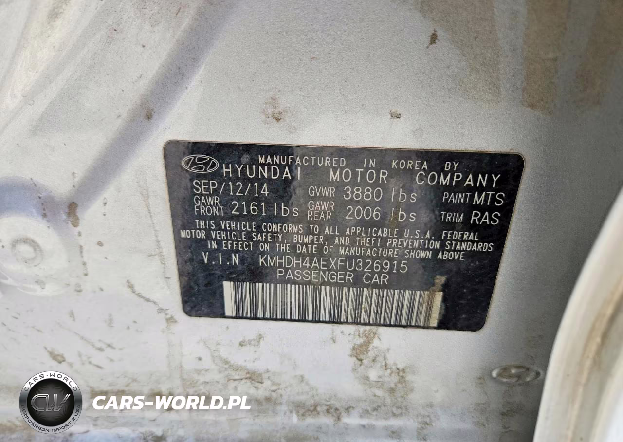 2015 Hyundai Elantra Limited VIN:KMHDH4AEXFU326915 - 13