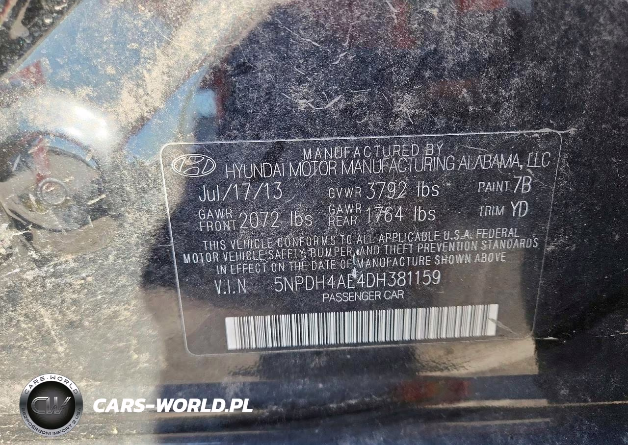 2013 Hyundai Elantra Gls VIN:5NPDH4AE4DH381159 - 12