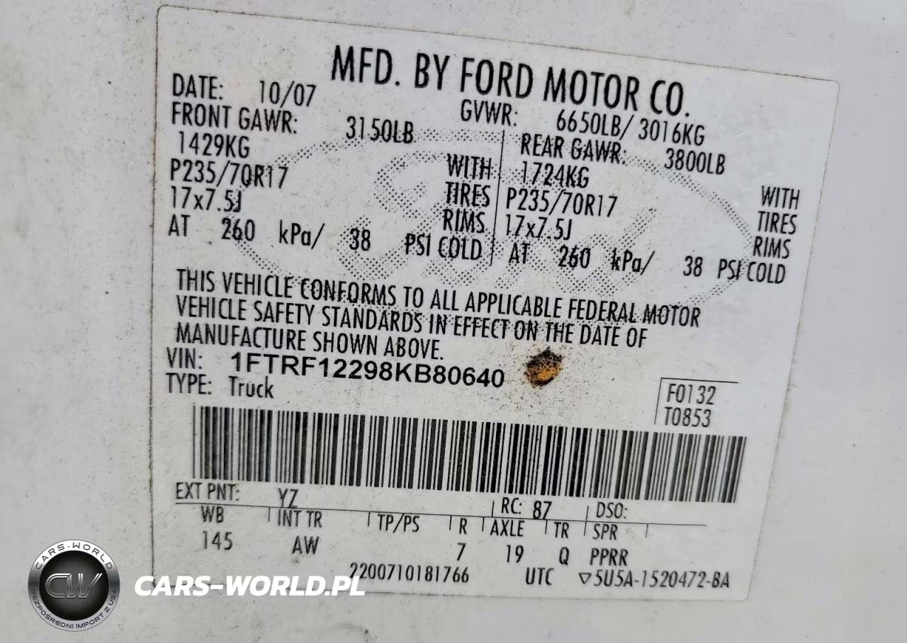 2008 Ford F150 VIN:1FTRF12298KB80640 - 13
