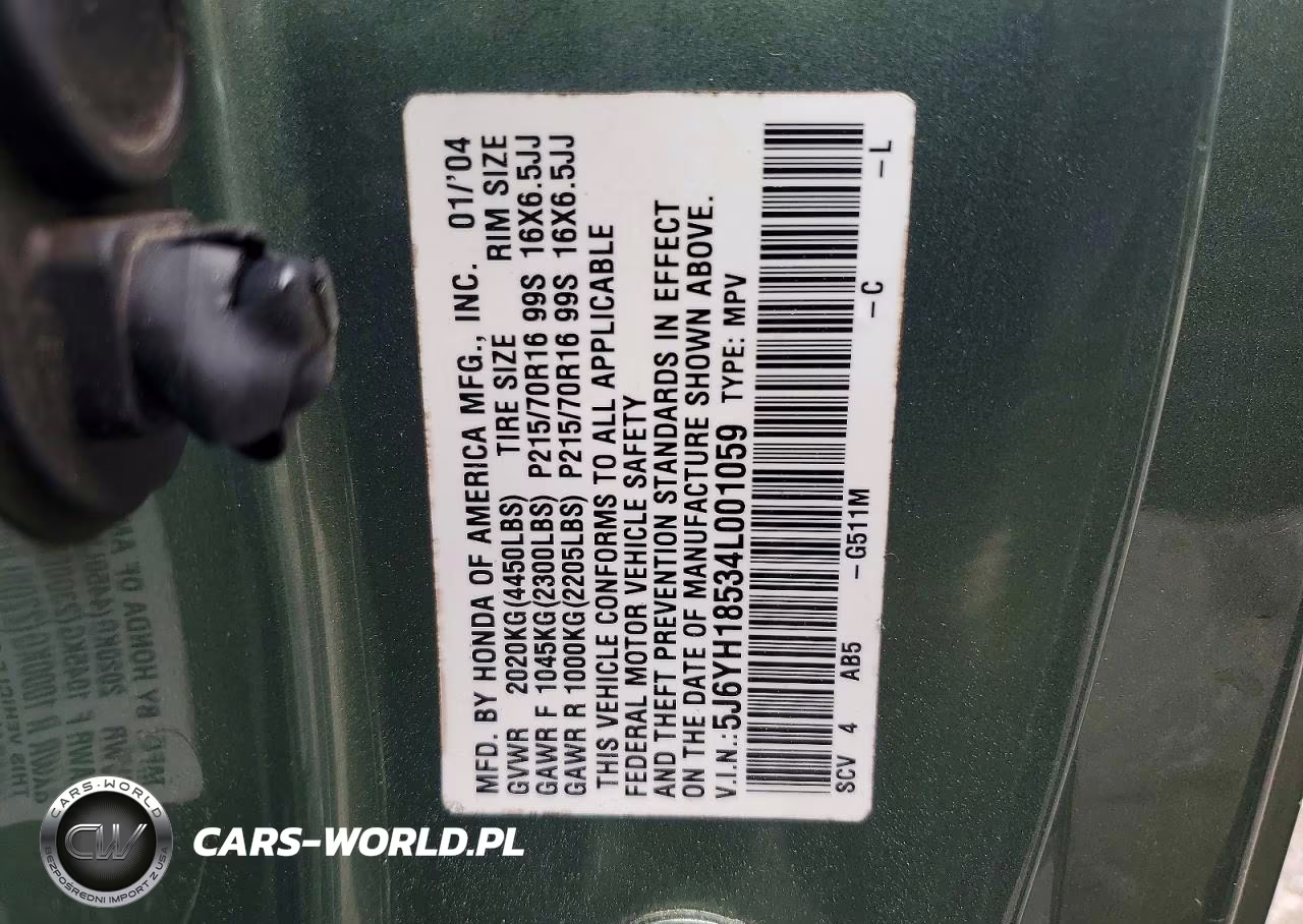 2004 Honda Element Ex VIN:5J6YH18534L001059 - 12