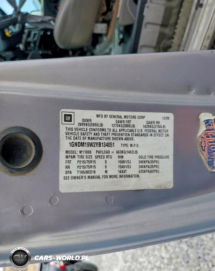 2000 Chevrolet Astro VIN:1GNDM19W2YB134051 - 13
