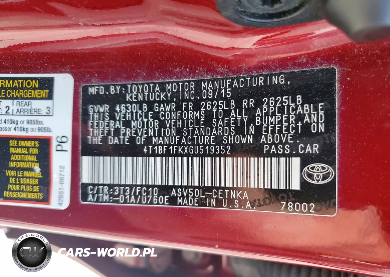 2016 Toyota Camry Le VIN:4T1BF1FKXGU519352 - 12